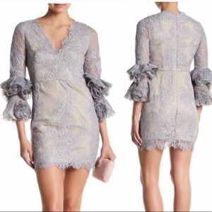 Few Moda Charcoal Gray Puff Sleeve Mini Dress